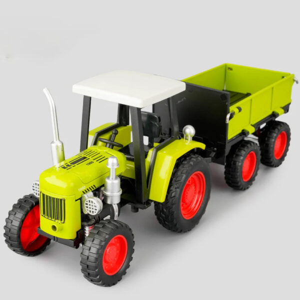 1:24 Four-wheel Walking Tractor Model Toy Alloy Body Rubber Tire Retro Agricultural Vehicles Models Sound Light Sliding Gifts