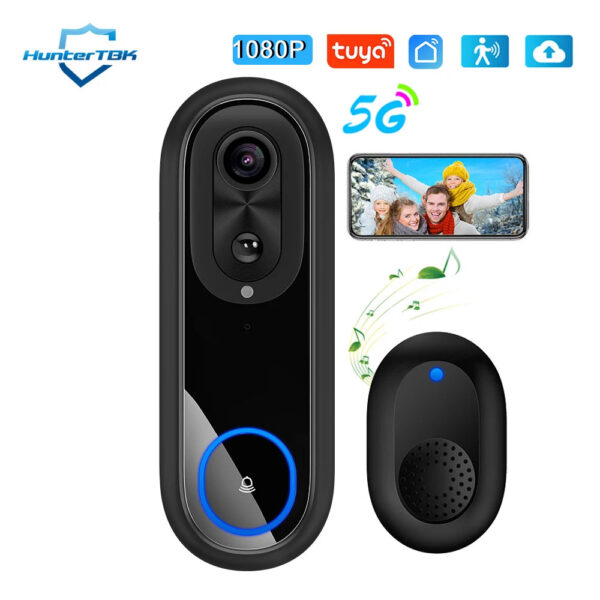9328e48d7743d384 5G 2.4G WiFi Video Doorbell 1080P Wireless Bell Tuya APP Smart Intercom Camera IP65 Waterproof Ring Bell with 7000mAh Battery