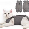 93474b740e83b4d2 Cat Recovery Suit for Male and Female Surgical Post Surgery Soft Cone Onesie Shirt Clothes Neuter Licking Protective Diapers Outfit Cover Kitten Spay Collar(M, Grey)