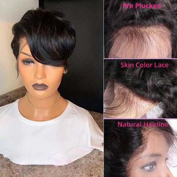934b8abc26f8019d Pixie Cut Transparent Wigs For Women Straight Short Bob T Part Lace Wig Prepluck Brazilia Human Hair