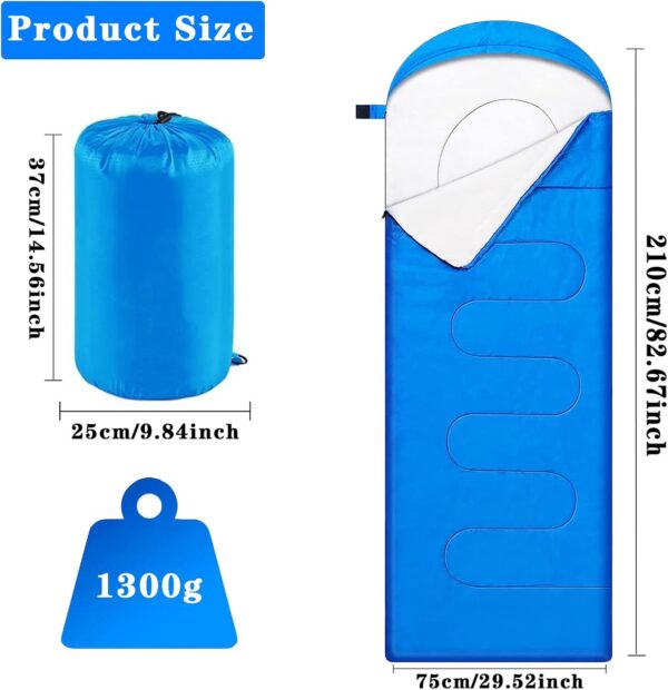 Schlafsack Outdoor,Blauer Tragbarer Schlafsack 4 Jahreszeiten 210 * 75cm, mit Kissen und Augenmaske und Ohrstöpsel, Geeignet Schlafsack Erwachsene und Kinder für Camping, Strand und Wandern
