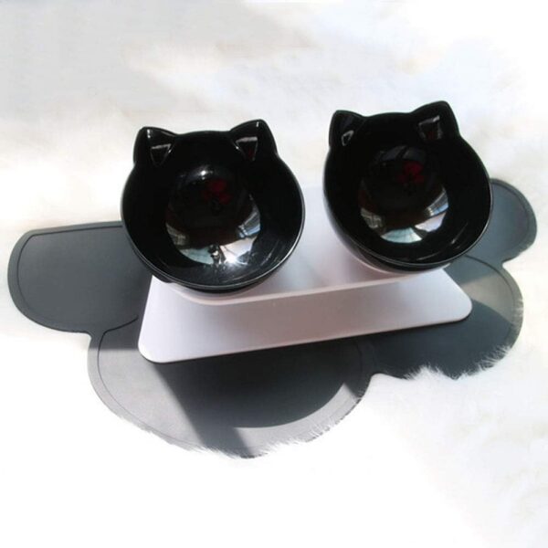 Elevated Cat Bowls with Raised Stand, Pet Food Water Feeder Bowl, 15° Tilted Pet Bowl Stress-Free Suit for Cats Small Dogs