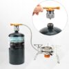 SAN LIKE 2pcs Camping Stove Adapter Butane Canister Adapter EN417 Lindal Valve Canister Shifter Propane Adapter Isobutane Fuel Canister with Exhaust Air Pressure Button