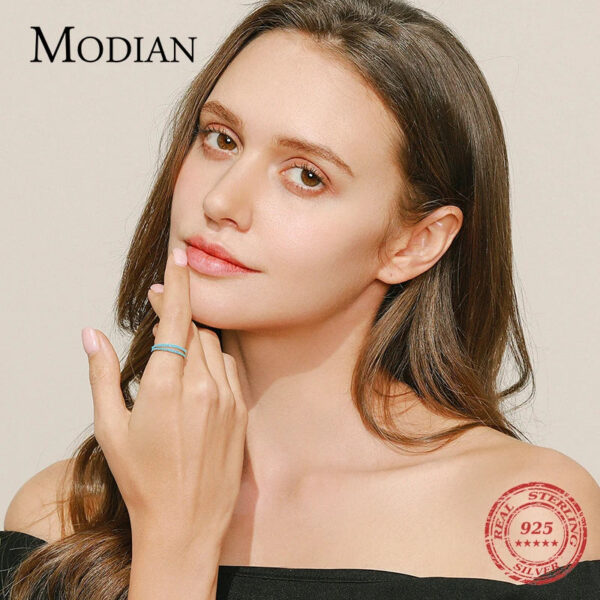 93700813396ae9b9 Modian 100% 925 Sterling Silver Classic Exquisite Circle Turquoise Charm Stackable Finger Ring For Women Trendy Fine Jewelry