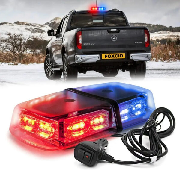 12" 36 LED 18 Watts Emergency Hazard Warning Security Roof Top Flash Strobe Mini Light Bar with Magnetic Mount, for Plow or Tow