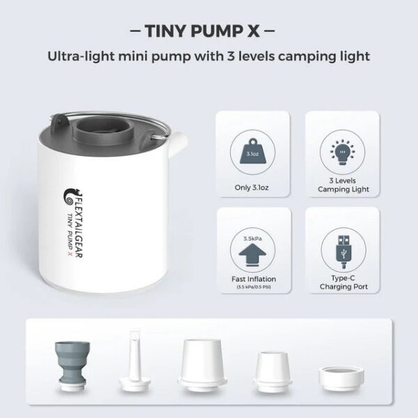 937dc3966a90a436 FLEXTAILGEAR TINY PUMP X - Portable Camping Pump with 1300mAh Battery Rechargeable for Pool ats Air Mattress Vacuum Bags