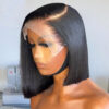 Brazilian Front Human Hair Short Bob Wig Pre Plucked Natural Color 4x4 Part Lace Wigs For Women