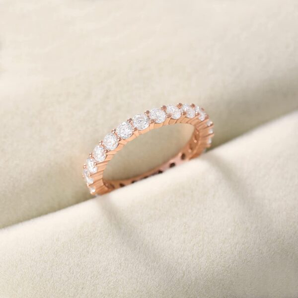 Trumium Sier Wedding Round Zirconia Diamond Full Eternity Stackable Engagement Ring for Women Jewelry 3mm