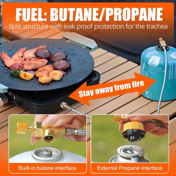 93c213d3a3feb46b 2 Burner Propane Stove with Grill, 18,000 BTU, Portable Camping Stove, Foldable Camp Stove, Gas Stove with 2 Adjustable Burners, Piezo Ignition & Easy Carrying Handle (Green)