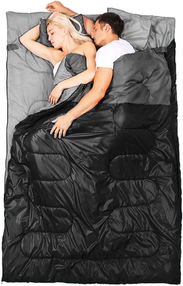 oaskys Double Sleeping Bag for Adults with 2 Pillows - Queen Size XL Waterproof Sleeping Bag for All Season Camping Hiking Backpacking 2 Person Sleeping Bags for Cold Weather & Warm