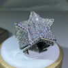 Sier Star Diamond For Man/women Solid White /Yellow Gold Rings Shine Hiphop Jewlery Gifts