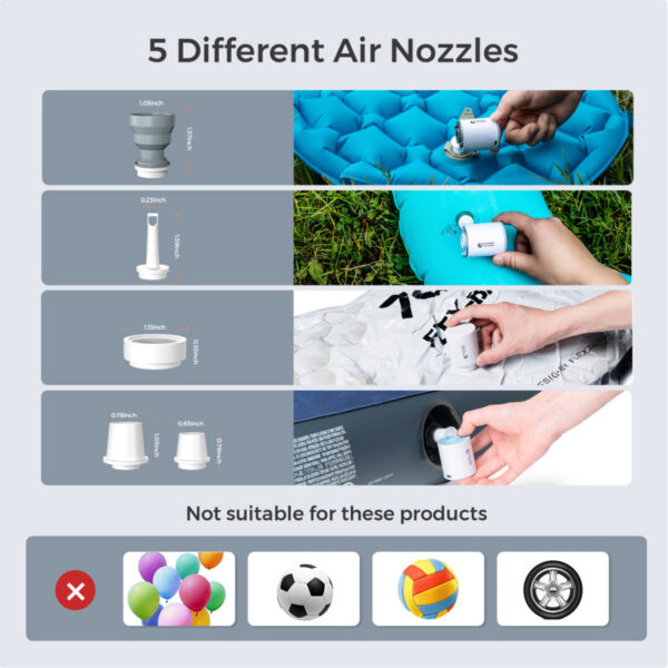 93fac6ccabc029e5 FLEXTAILGEAR TINY PUMP X - Portable Camping Pump with 1300mAh Battery Rechargeable for Pool ats Air Mattress Vacuum Bags