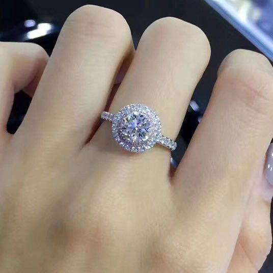 94024c93a355fe42 100% Real Gold for Women Natural AAA Moissanite Jewelry Gemstone Anillos De Bizuteria Tension Setting Mini Diamond Ring