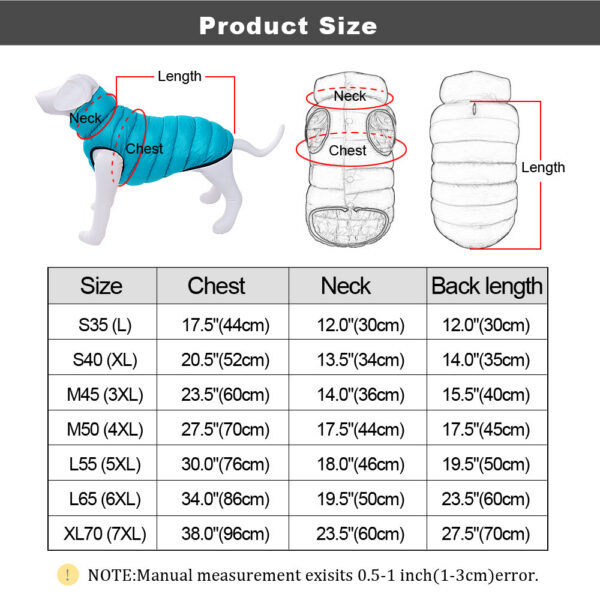 Warm Winter Dog Clothes Vest Reversible Jacket Coat 3 Layer Thick Pet Clothing Waterproof Outfit for Small Large Dogs