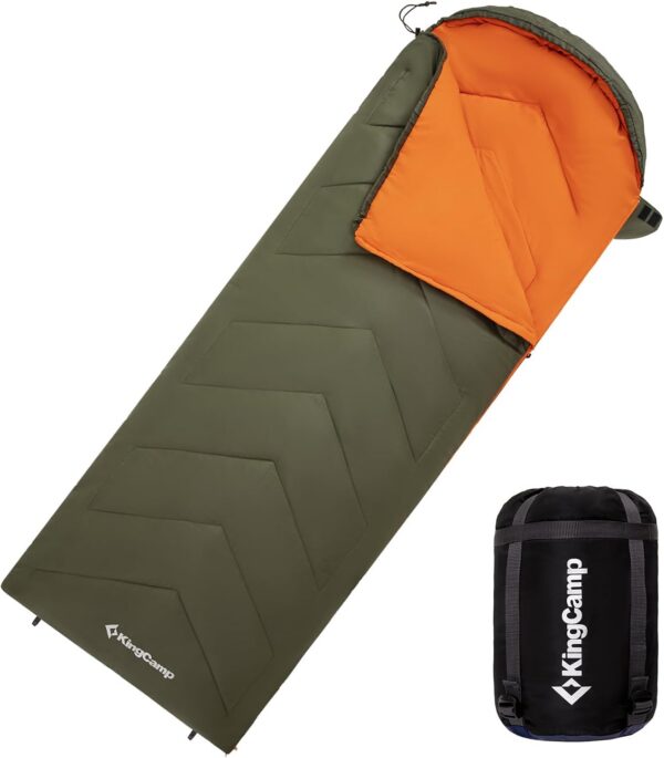 940d5961041c064b KingCamp Oasis Schlafsack, 3 Jahreszeiten, warm, bequem, leicht, tragbar, mit Kapuze, für drinnen und draußen, Camping, Wandern