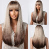 Black Long Straight for Women Natural Hair Synthetic Wigs Daily Cosplay Heat Resistant
