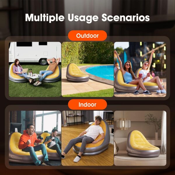 9416878ab0fa2710 Inflatable Couch Built in Rechargeable Pump, 3kPa High-Pressure Lounge Chair, Inflatable Bean Bag Chair for Indoor Office Outdoor Camping