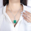 942f666bd1d4c240 Vintage 20*23mm Emerald Pendant Tennis Chain Necklace for Women Lab Diamond tail Party Fine Jewelry Accessories Gift