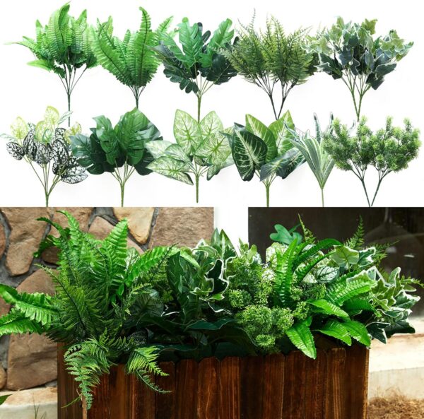 9439ea8595c2267b PARTY JOY 18 Bunches Fake Plants Outdoor, Fake Bushes UV Resistant Artificial Flowers Hydrangea Flowers Greenery Shrubs Faux Greenery for Outdoor Garden Patio Front Porch Yard Decor