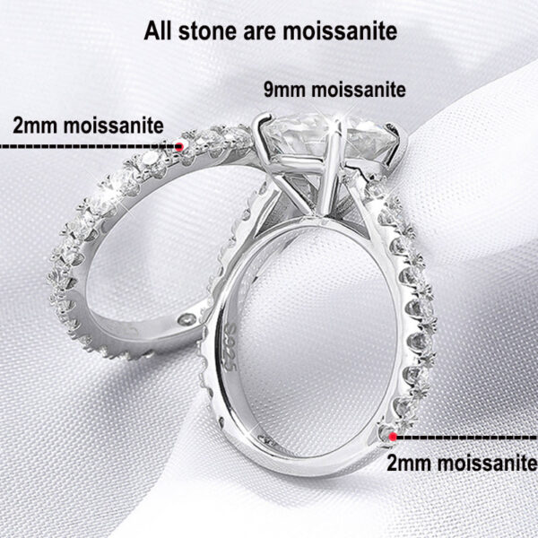 Smyoue Plated 0.6-4.2CT All Moissanite Rings for Women Sparkly Wedding Diamond Band Sterling Sier Jewelry GRA