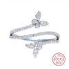NEW Fashion Double Butterfly for Women Sier Clear Zircon Lab Diamond Wedding Engagement Ring Gift Jewelry Wholesale