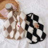 Fashion Plaid Fleece Puppy Coat Jack Dog Clothes Bear Vest Dogs Clothing Pet Outfits Cute Winter Yorkies Costume