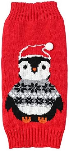 945378a148802685 White Embroidery Snowflake Ugly Vintage Knit Reindeer Holiday Festive Christmas Dog Sweater Dress for Puppy,X-Small (XS) Size Back Length 9"