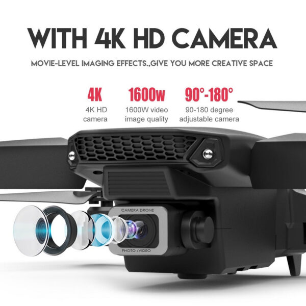 945437374b881edd E88Pro Drone 4K Professinal With 1080P Wide Angle Dual HD Camera Foldable RC Helicopter WIFI FPV Height Hold Apron Sell Gift