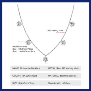 9462265f75560454 2.5-5CT Tennis Moissanite Necklace Chain for Women Sterling Sier 5mm 6.5 mm Bezel Diamond Necklaces Overlay Style Jewelry