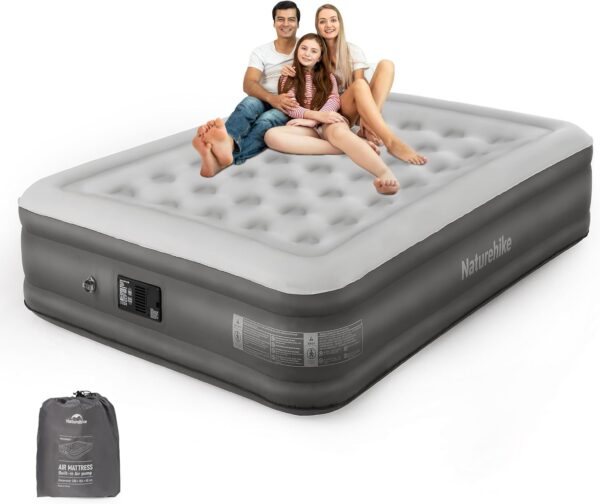 946863e920af4623 Naturehike Compact King Size Air Mattress with Electric Built-in Pump, 79 * 71in Extra Wide Inflatable Mattress for Home, Camping, Guests, Travel, Morning View Series