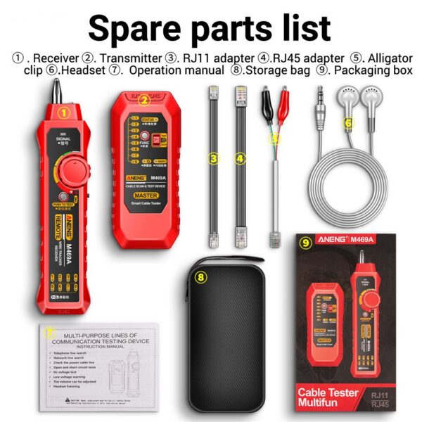 946e2461c109e989 ANENG M469A RJ45 RJ11 LAN Cable Finder Tester Anti-Interference Testing Instrument Network Repair
