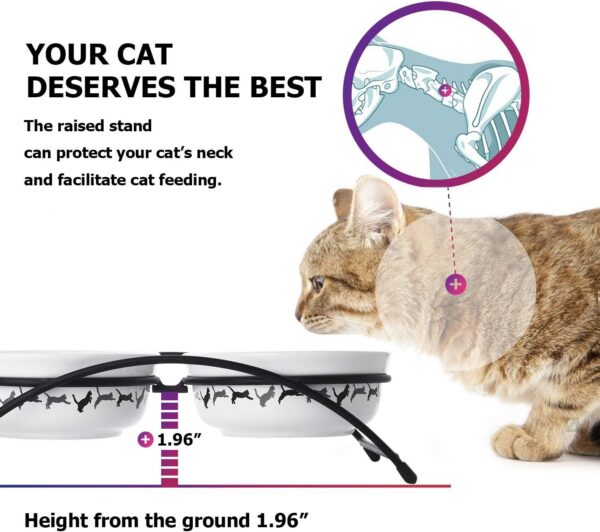 Y YHY Cat Bowls Elevated, Ceramic, 12 Ounces, Reduce Neck Burden, Anti Vomiting, Dishwasher Safe