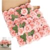 948666ce47ae6437 Artificial Flower Foam Purple Rose 50pcs Real Looking Fake Rose with Stems Leaves for Home Decoration Party Garden Centerpieces DIY Wedding Bouquets(Purple)