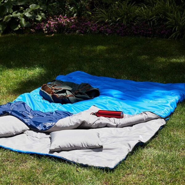oaskys Double Sleeping Bag for Adults with 2 Pillows - Queen Size XL Waterproof Sleeping Bag for All Season Camping Hiking Backpacking 2 Person Sleeping Bags for Cold Weather & Warm