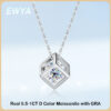 EWYA Real S Sterling Sier 1ct Moissanite Pendant Necklace for Women Party Fine Jewelry Diamond Neck Chain Necklaces Gift