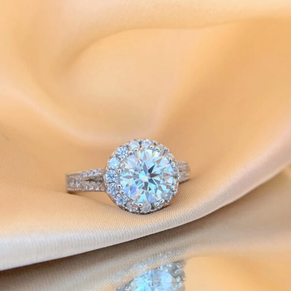 Real 2ct Moissanite Rings Sterling Sier Excellent Round Cut Pass Test Diamond Band Wedding Anniversary Ring Jewelry Gift