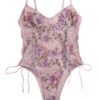 949d49aa01305f6a Lilosy Women Sexy Lace Up Floral Embroidered Teddy Lingerie Bodysuit Top Mesh Sheer One Piece
