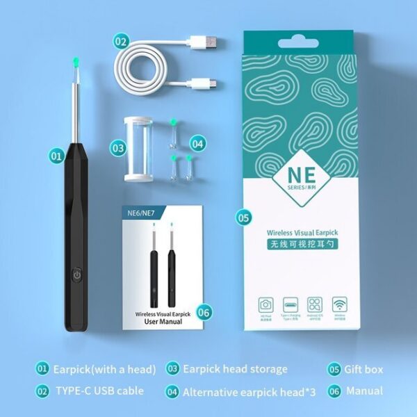 Wireless Wax Remover Luminous Otoscope Cleaner 1296P HD Visual Ear Sticks Endoscope Mini Camera Health Care