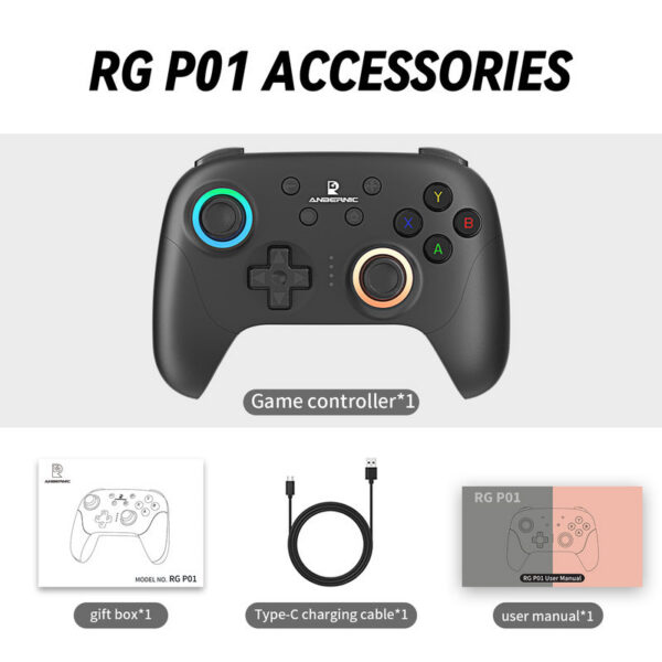 94a30f04adff2056 ANBERNIC RG P01 Bluetooth 5.3/Wired/2.4G Wireless Gamepad Compatible Switch/PC/Steam/Android/IOS With Hall Effect Joystick