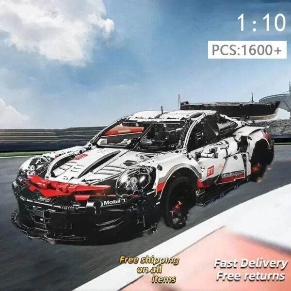 94aab05146526130 911Rsr 1580PCS 1:10 Assembled Electric Model Remote Control Lights Building Blocks Sports Car Boy Toy