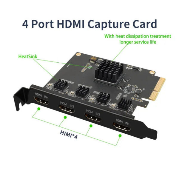94bbe5e95025d3b1 Acasis 4 Channel HDMI-compatible PCIE Video Capture Card 1080p 60fps OBS Wirecast Live Broadcast Streaming Adapter Quad Ports