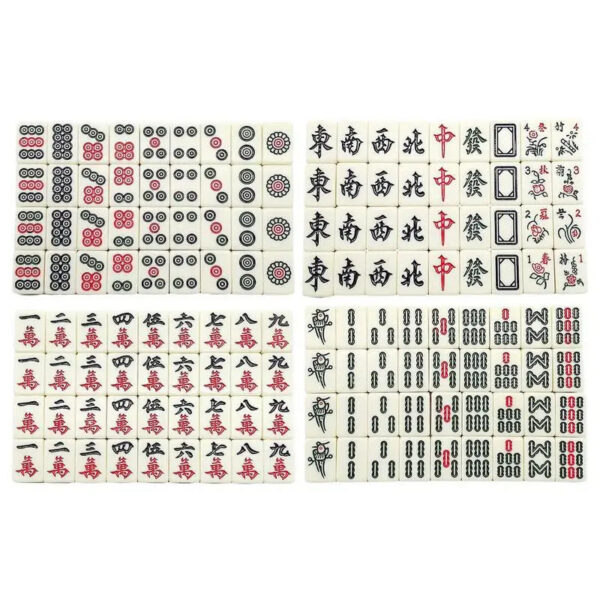 94ca8843980c9ef6 Mahjong Set 144 White Engraved Mini Tiles Gathering For Chinese Style Game Play Family Leisure Time