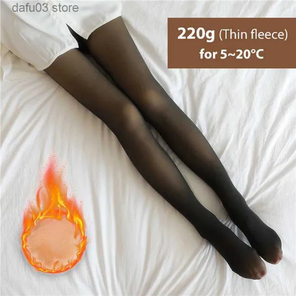Hosiery Christmas Winter Warm Tight Women's Wool High Waist Hot Socks Insulated False Transparent Pantyhose Z230810