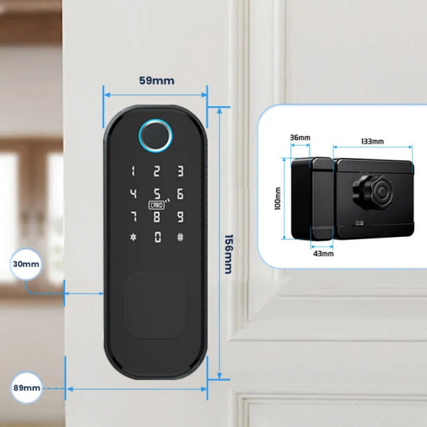 R5 PRO Rust Proof Coating Fingerprint TTLock App Outdoor Lock Remote Control Power Saving Code Smart Door Lock Electric Rim Lock