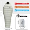 Naturehike Winter White Goose Down Sleeping Bag for Adults, 860FP Lightweight Compact Mummy Sleeping Bag for Camping, Backpacking and Hiking