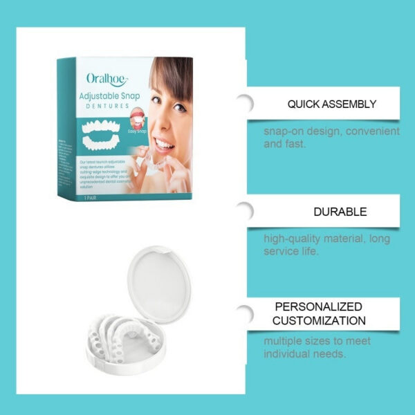 Snap-on Dentures Comfortable Adjustable False Teeth Silicone Upper Lower Veneers Resin Tooth Suitable for Mouth Shape