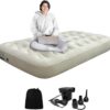 Twin Air Mattress with Fast Inflating Pump, Blow up Mattress of Wave Flocked Top, Durable Air Bed for Home, Camping & Guests 8in Bed Height – 500lb Weight Capacity