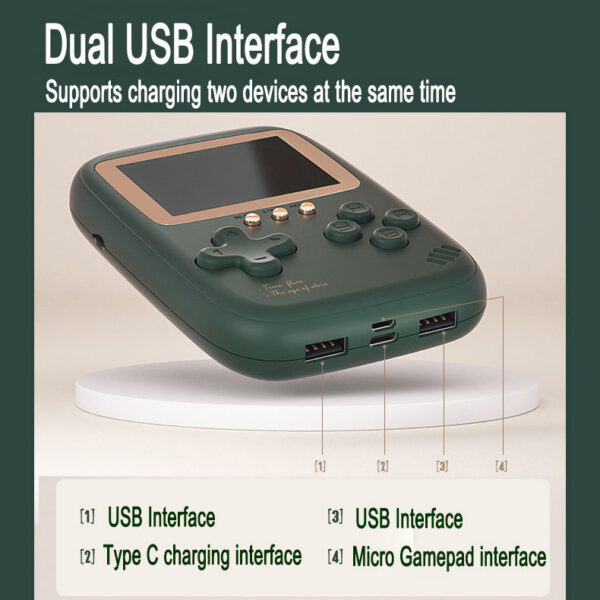 Dual USB Mini Portable Retro Handheld Game Console Power Bank 10000Mah 500 in 1