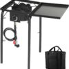 Bonnlo Single Burner Gas Stove Propane Stove, 100,000 BTU High Power Portable Outdoor Camp Cooker Stove with 20 PSI Regulator, Adjustable Height & Side Shelf for Backyard, Camping, Tailgating