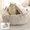 Pet Dog Round Plush Semi-Enclosed Cat Nest for Deep Sleep Comfort In Winter Cats Bed Little Mat Basket Soft Kennel